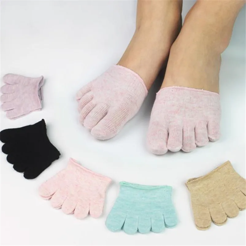 

2019 New Women Invisible Yoga Socks Half Grip Heel Five Fingers Non-slip 5 Toe Socks Ballet Gym Fitness Sports Cotton Socks