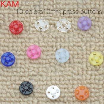 

10 Colors 300 sets 10mm KAM Snap Button Fastener buttons Press Buttons 30sets each color white black yellow rose pink clear