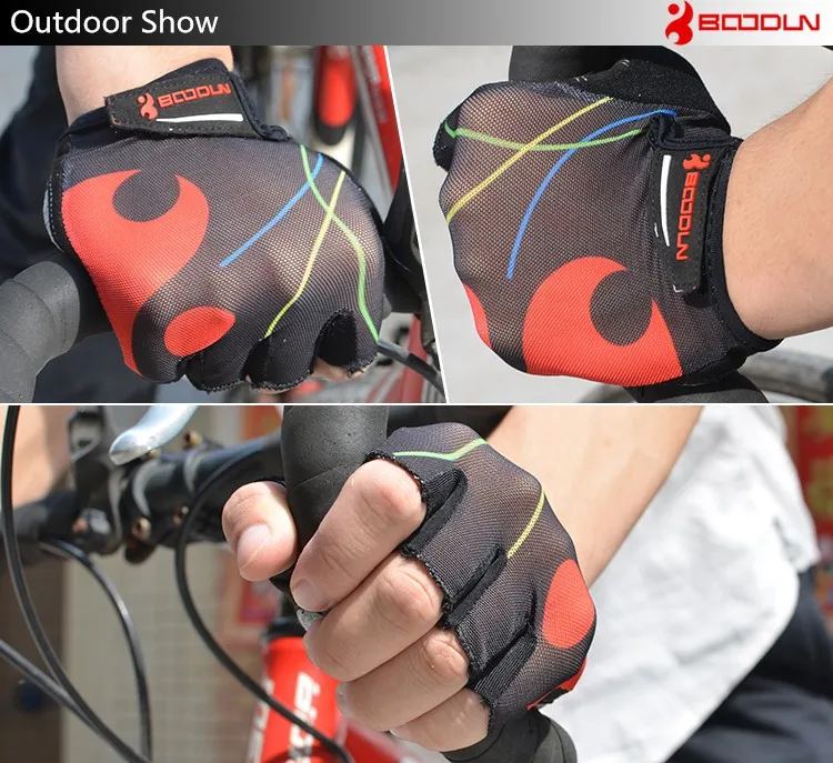 Летние дышащие мужские и женские велосипедные перчатки BOODUN, гелевая накладка на пол пальца, MTB BMX, для езды по бездорожью, для горного велосипеда