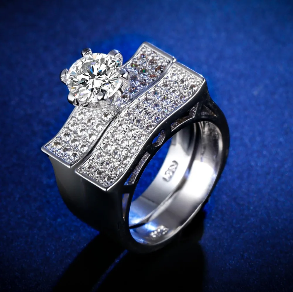 

Original Design Handmade cz unique style 2 pcs in 1 couple Ring Cubic Zirconia Hot Ins sterling silver 925