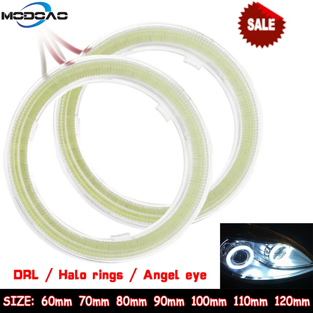 

2pcs Universal COB Halo Ring Headlight Lamp DRL 12V Car LED Fog light Angel Eyes Light 60MM 70MM 80MM 90MM 100MM 110MM 120MM
