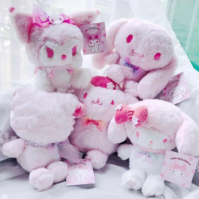 

1 Pc exquisite Cartoon Cherry blossoms pink my Melody Pudding Cinnamoroll Dog Kuromi Stuffed Plush doll toys for kids cute gift