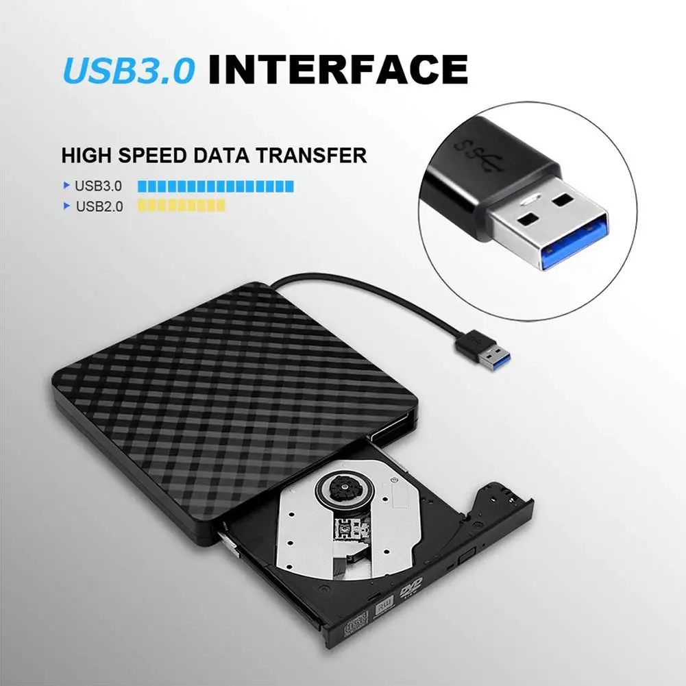 

USB 3.0 External DVD Drive Ultra-Slim CD/DVD-RW DVD/CD Rom Rewriter Burner Writer High Speed Data Transfer for Laptop Desktop