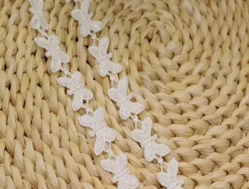 

30 Yard Width 0.6" White Butterfly Shape Lace Cotton Fabric Trim For DIY Bridal wedding Doll Cap