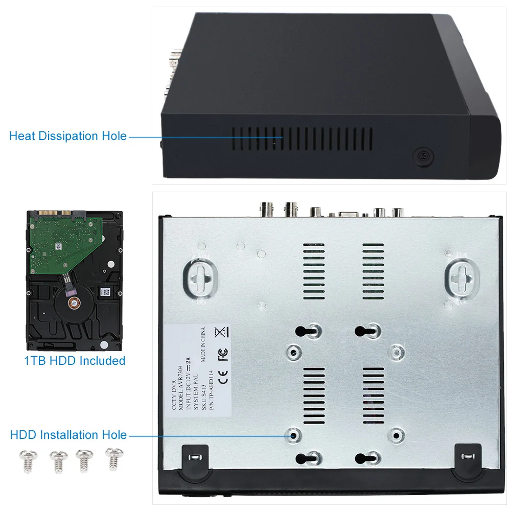 KKmoon Full 1080N/720P 4CH AHD DVR HVR NVR+ 1 ТБ Seagate HDD P2P ONVIF HDMI 4CH DVR рекордер для камера системы безопасности HD CCTV система