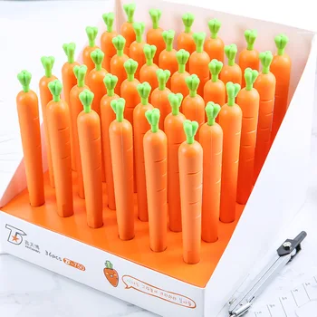 

36 pcs Gel Pens Cartoon Carrot black colored gel-inkpens for writing Cute stationery office school supplies