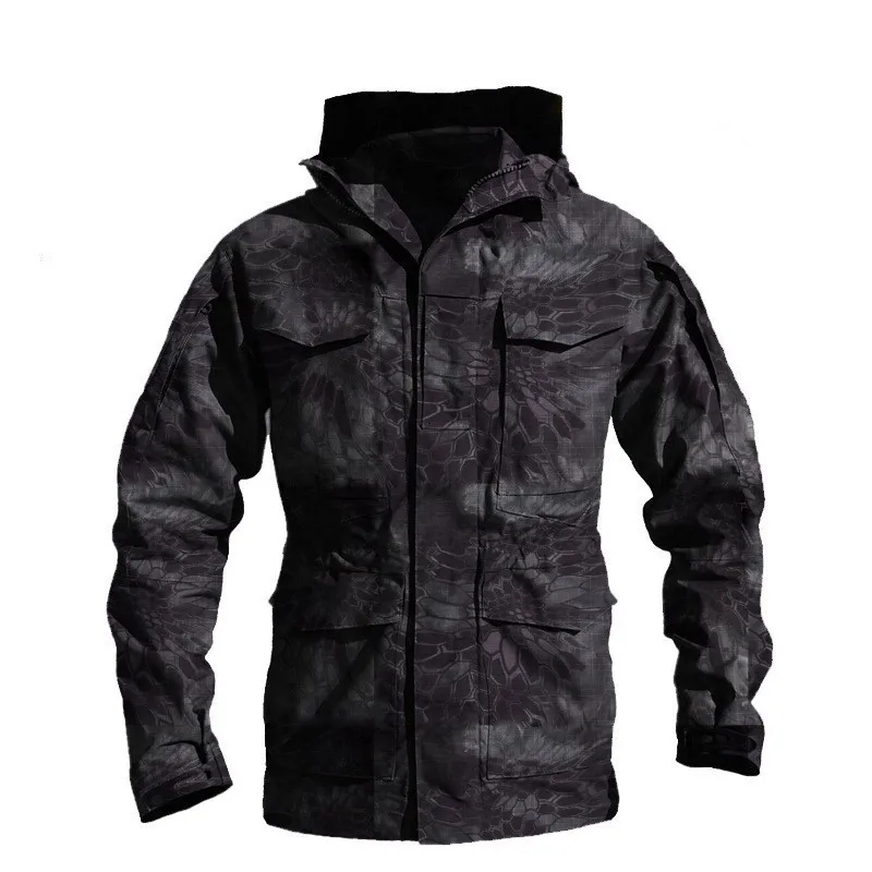 Мужская тактическая ветровка M65, армейская куртка, весна-осень, походная, для охоты, тренировочная, водонепроницаемая, теплая, с капюшоном, военная, камуфляжная куртка - Цвет: 4