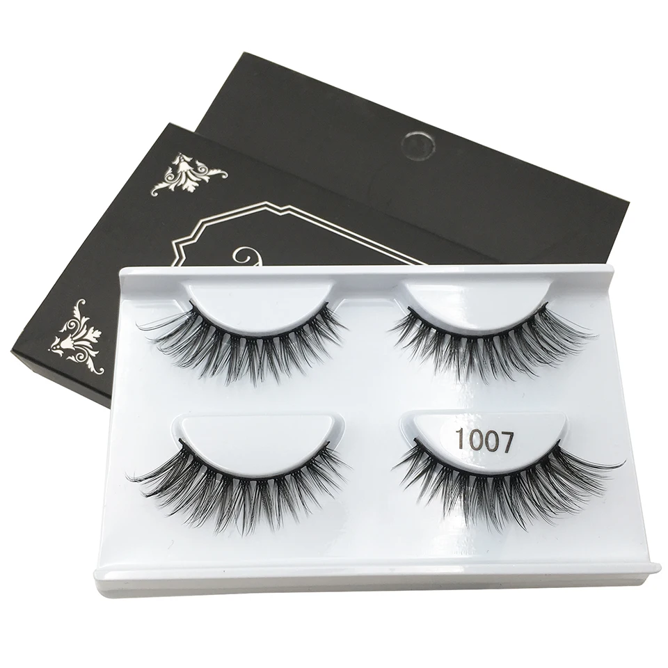 

YAQIMEIER 2 Pairs Eye Lashes Wholesale Winged Wispy Soft Eyelashes Natural Long Dramatic Lashes Handmade Mink Lashes ML1007
