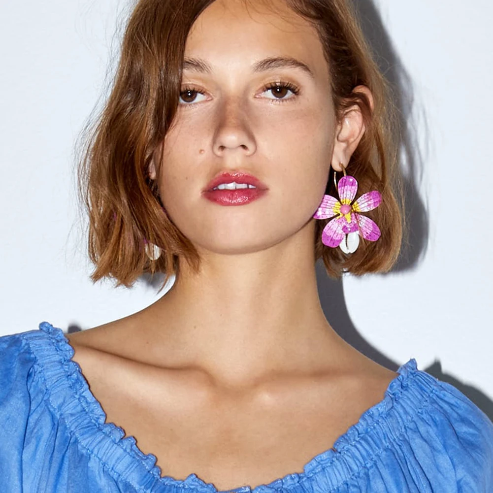 

Vedawas Maxi Flower Drop Earrings Pearl Earings Handmade Statement Drop Dangle Earrings for Women Party Gifts Jewelry xg3067