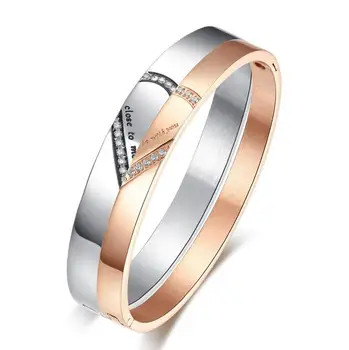 

Stainless steel heart bracelet zircon couple bracelet