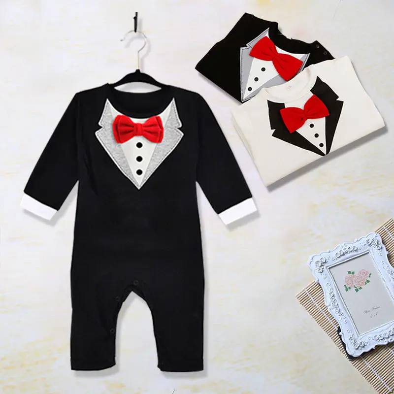 

Toddler Kids Baby Boy Clothing Long Sleeve Bowknot Gentleman Romper Jumpsuit Autumn Formal Novelty Clothes Outfit 0-3T