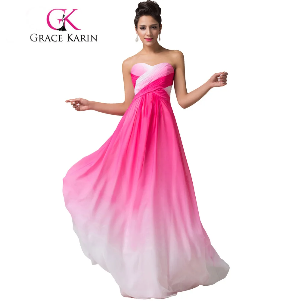 Grace Karin Summer Ombre Chiffon Bridesmaids Dress 2018 Sweetheart Strapless Cheap Bridesmaid Dress Under 50 Wedding
