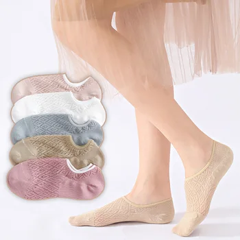 

2019 5 Pairs A Lot Summer Women Cotton Cartoon Thin Cool Animals Women Boat Socks Silica Gel Lace Boat Socks Slippers Popsocket