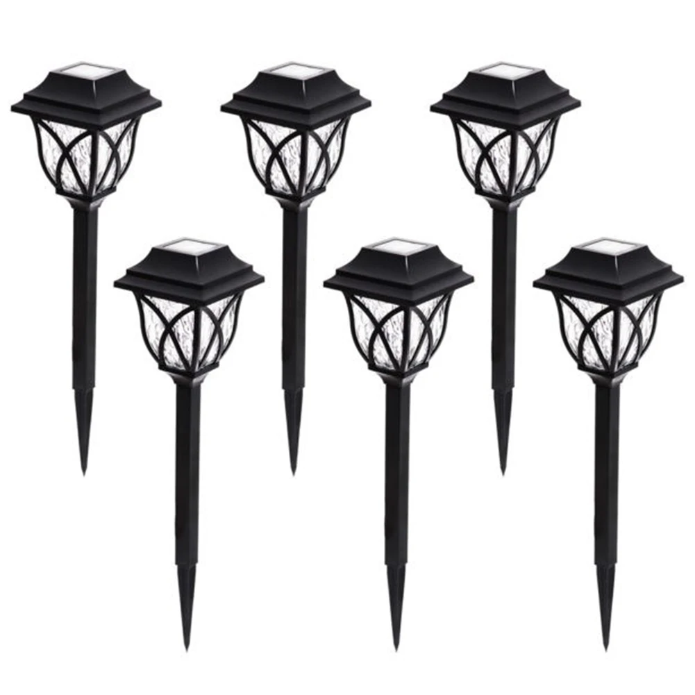 

6 Pcs Outdoor Energy Saving Decoration Easy Install Solar Powered Lawn Lamp LED Bulb Durable Black Yard Pathway Waterproof