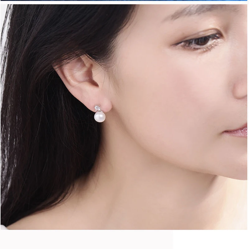 BaroqueOnly Shinny Studs Earrings 925 Silver Earrings Pearl Earrings Fine Jewelry Gifts for Women New White/Pink/Purple/Black - Image 5