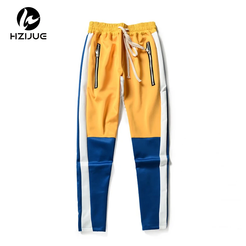 

HZIJUE 2018 Hip Hop Printed Color Block Casual Joggers Sweatpants Trousers Male Streetwear Patchwork Harem Pants Mens spring