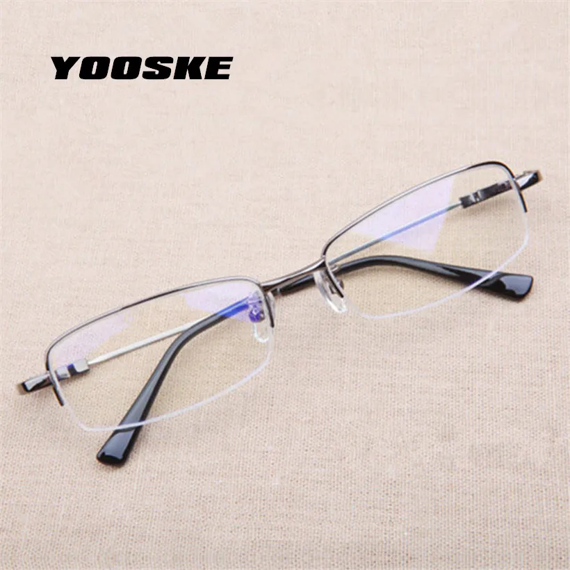 

YOOSKE Business Students Myopia Glasses Fashion Lightweight Metal Titanium Glasses Half Frame Memory Material Eyeglasses
