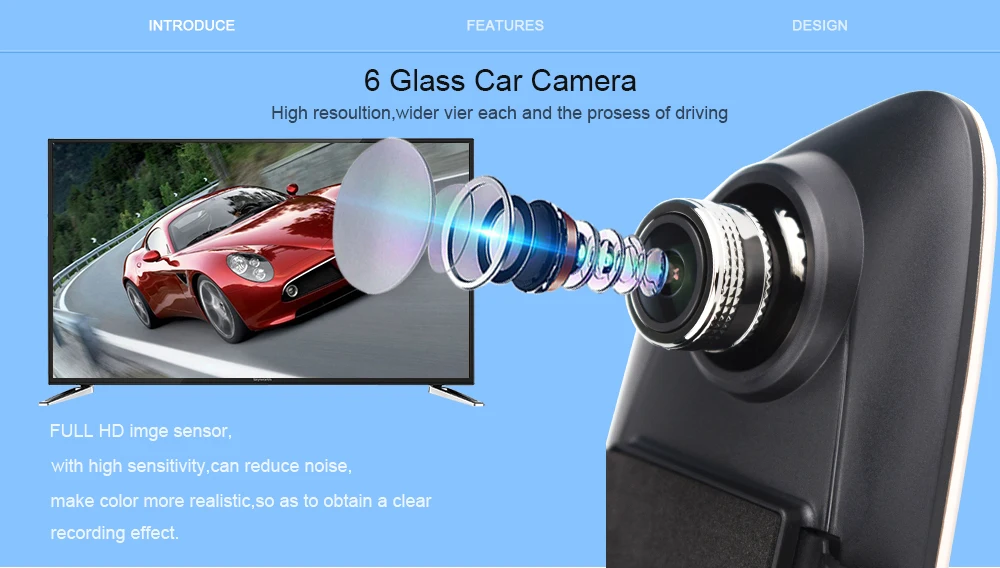 Автомобильная камера с двумя объективами, 7 дюймов, сенсорный экран, зеркало заднего вида, автомобильные видеорегистраторы, Автомобильный видеорегистратор Full HD1080p, видеорегистратор ночного видения, регистратор, видеорегистратор