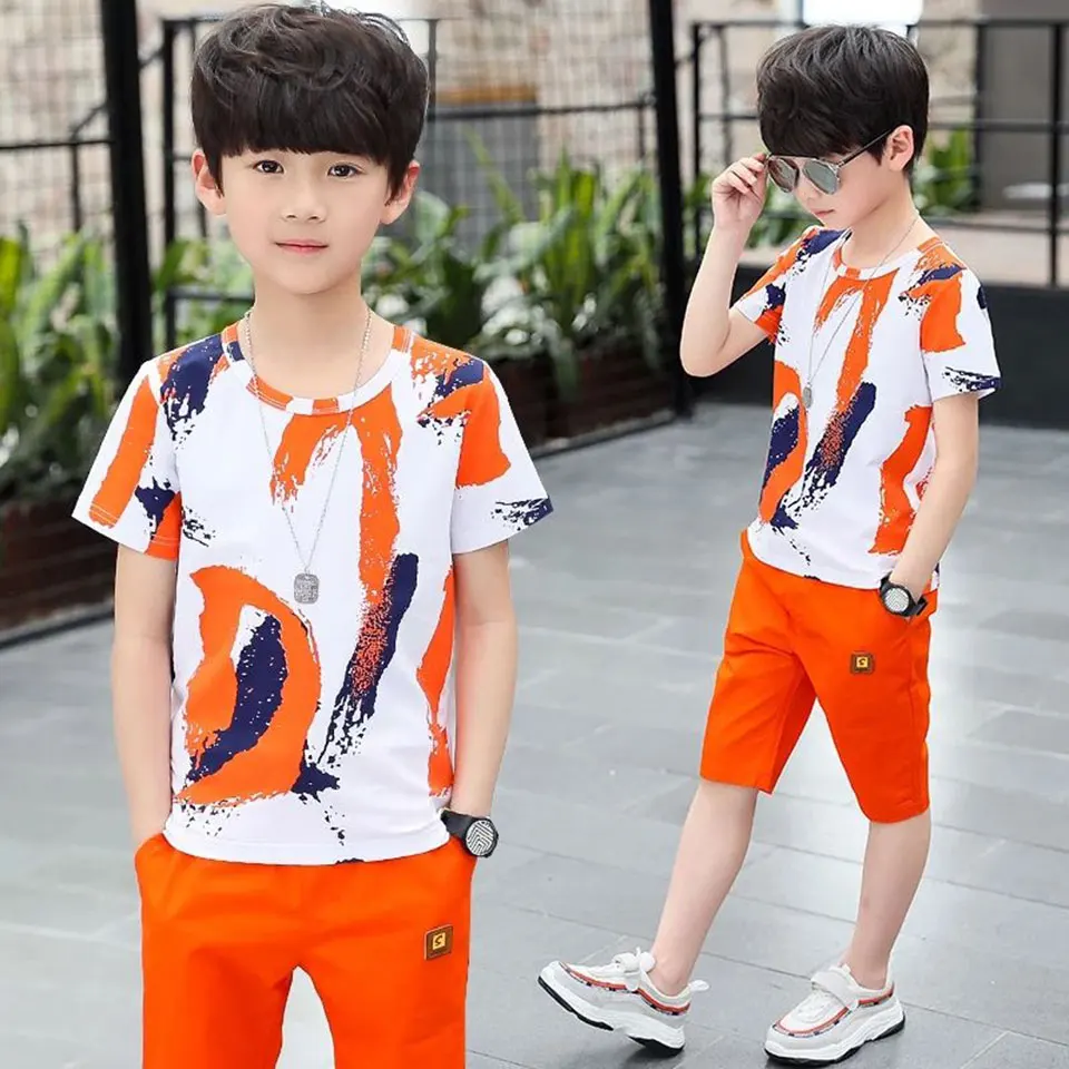 

Baby Boy Summer Clothes Set For Toddler Kids Clothing Cartoon Printed Short Sleeve T-shirt + Pants