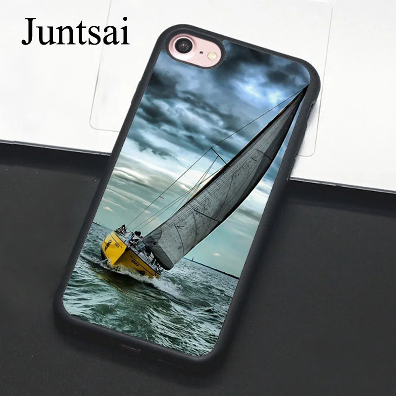 

Juntsai Extreme Sports Sailing Yachting Phone Case For iPhone 8 7 6 6s Plus Rubber Cover For iPhone X 5 5s SE Full Back Shell