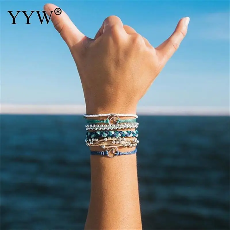 Fashion Boho Beach Jewelry Bracelets For Women Gift Wave Charm Bracelet