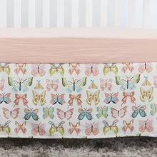 Детская кроватка Юбка Пыль рюшами для маленьких девочек постельные принадлежности для мальчиков наборы(персик бабочка