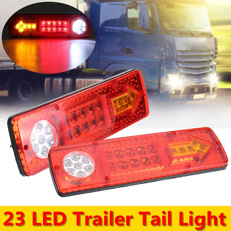 

12V LED Trailer Car Rear Tail Brake Stop Turn Light Indicator Reverse Lamp A Pair Equipment CSL2018