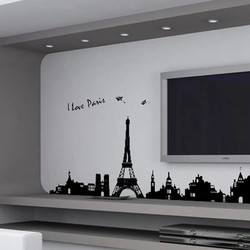 Черный и белый 50 см* 70 см в стиле Парижской башни Наклейка на стену съемная пластиковая наклейка на стену s для украшения дома комнаты