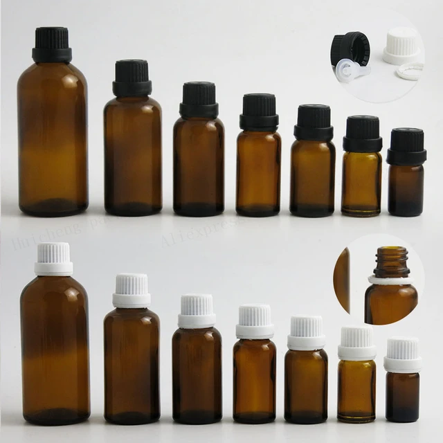 30 ML (1 oz) Amber Essential Oil Bottle with Heavy Duty Tamper Evident Cap  & Orifice Reducer