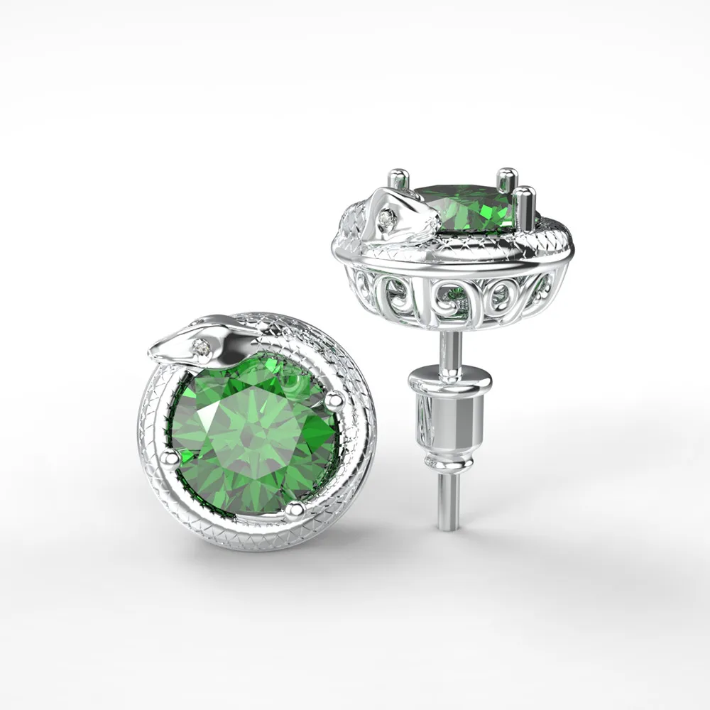 

Cubic Zirconia Round Type Snake Stud Earrings Cute Fashion Animal Women's Earrings