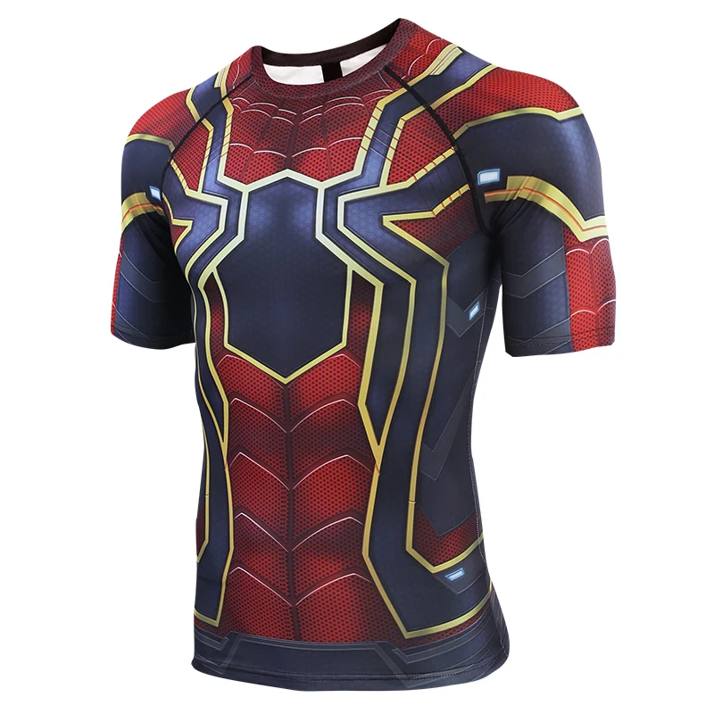 

The Avengers4 3D Printed T shirts Men Spider-Man Compression Shirt 2019 Summer Cosplay Costume Iron Men Short Sleeve Tops Male
