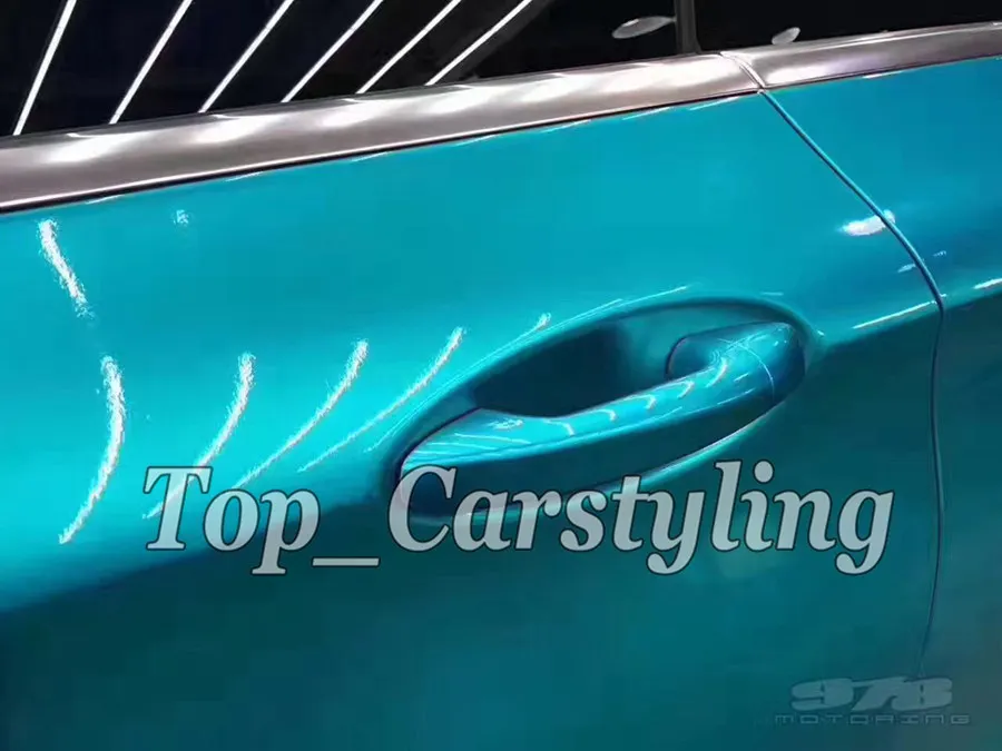 gloss metallic sky blue car wrapping film with air bubble free 3M APA (3)