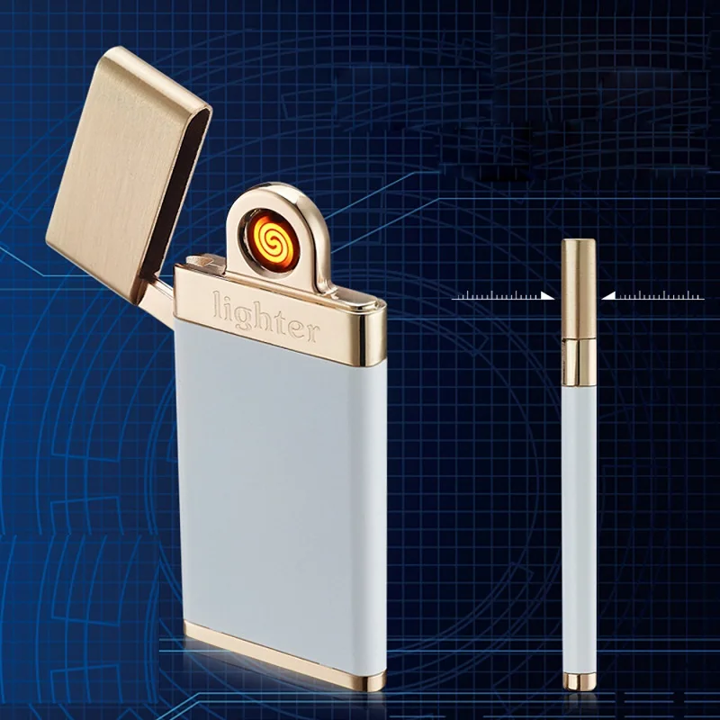 

New Double-sided Electric Wire USB Charging Lighter Ultra-thin Windproof Cigarette Lighter