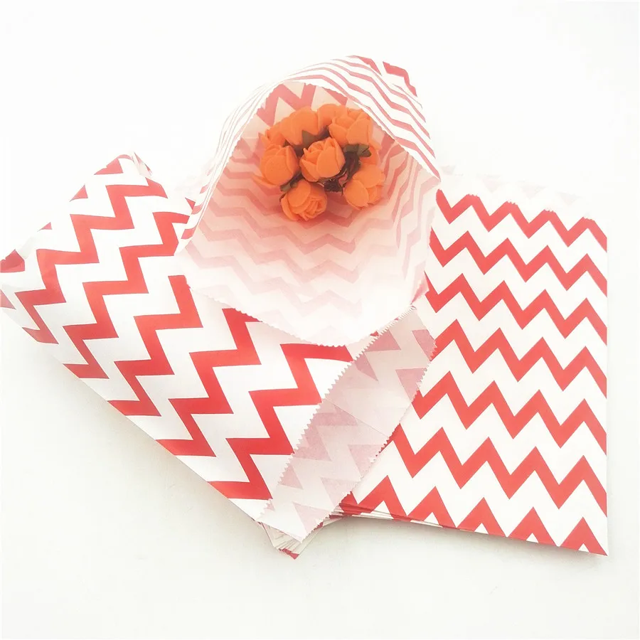 

25pcs/set Chevron Popcorn Candy Kraft Paper Treat Favor Gift Bags Goodies Gift Bags Wedding Party Decoration Party Supplies