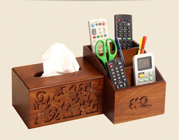 

multifunctional tissue box fashion wood remote control coffee table desktop storage box table napkin pumping paper box