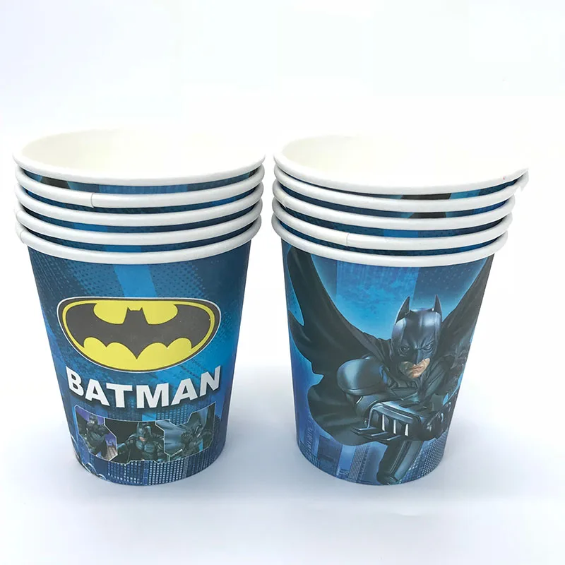 

10PCS/PACK BATMAN THEME PAPER CUPS BATMAN DISPOSABLE CUPS BATMAN THEME BIRTHDAY PARTY DECORATIONS