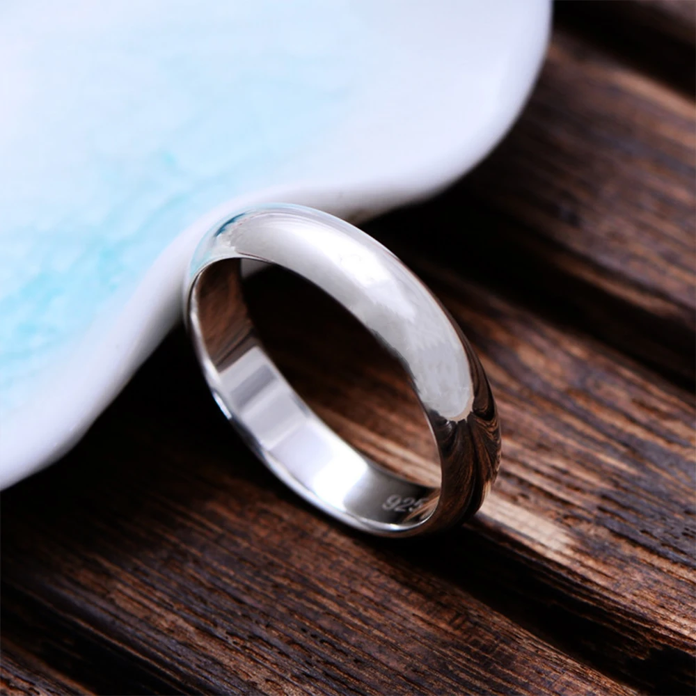 MetJakt простые классические парные кольца, твердые 925 пробы серебряные Глянцевые Кольца для женщин и мужчин, свадебные украшения
