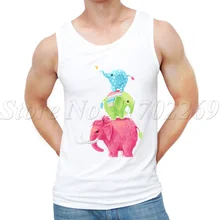 Новые летние Для мужчин Индивидуальные топы Модные Разноцветные слоники дизайн животных мультфильм печатных мужской повседневный жилет