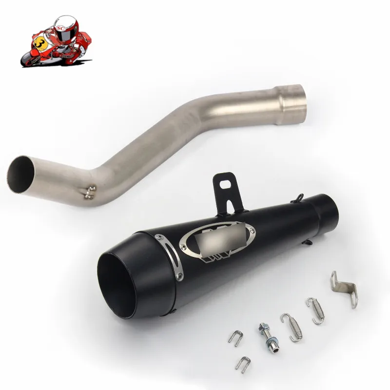 

ZX6R Motorcycle Exhaust Full Stystem Modified Middle Link Pipe Moto Carbon CNC Muffler With Sticker For Kawasaki ZX-6R 2009-2015