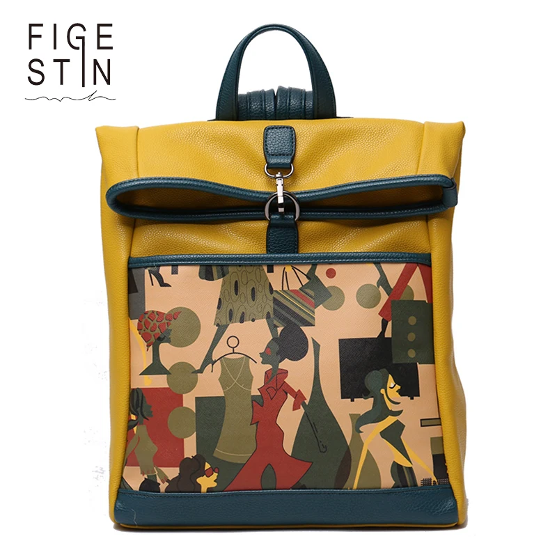

FIGESTIN Girls Backpacks Original Design Fashion Yellow Grey Soft Characters School Preppy Style Daypacks for Teenage Girls Gift