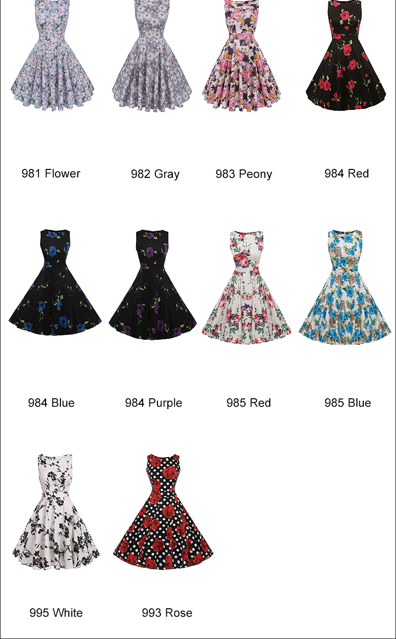 Kostlish Cotton Summer Dress Women 2017 Sleeveless Tunic 50s Vintage Dress Belt Elegant Print Rockabilly Party Dresses Sundress (97)