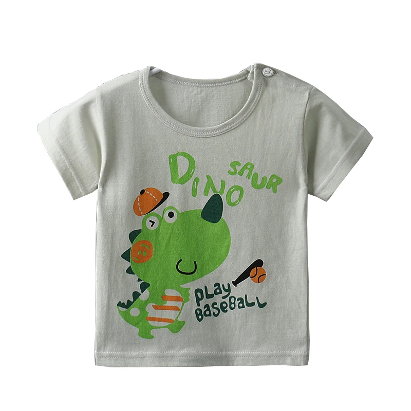 Dollplus/детская футболка для мальчиков и девочек, летняя футболка с принтом динозавра для маленьких мальчиков, хлопковые топы для маленьких мальчиков и девочек