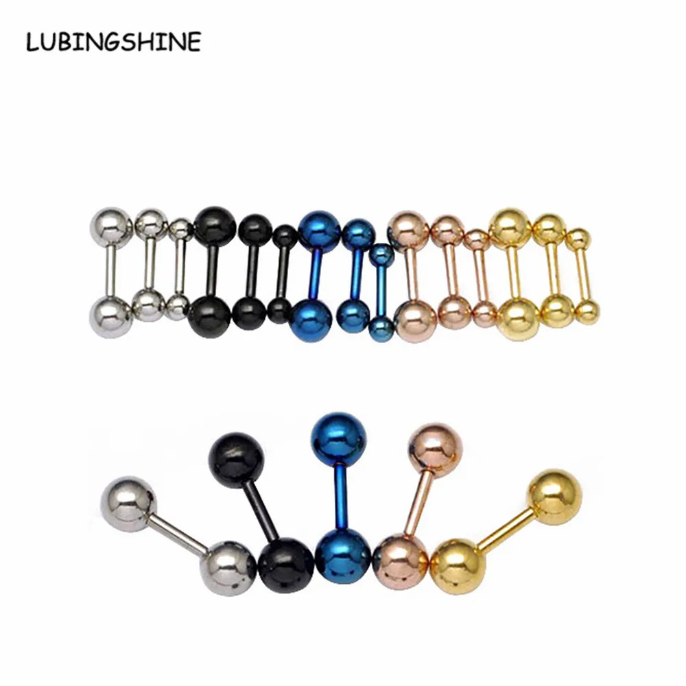 Punk Double Ball T Type Screws Male Small Earrings Medical Titanium