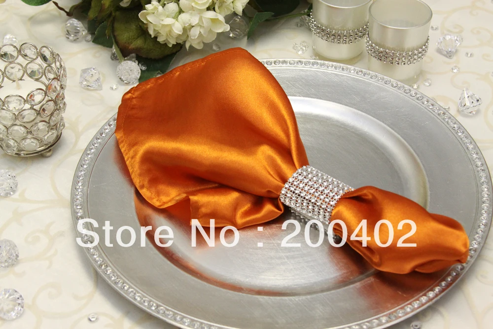 free shipping burnt orange plain satin napkin wedding/napkinsin Table