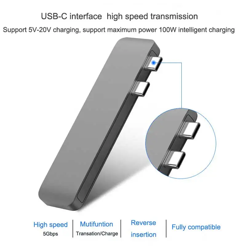 Адаптер EASYA Thunderbolt 3 с двумя портами USB Type C и 0 кардридер для TF/SD карт PD данные MacBook