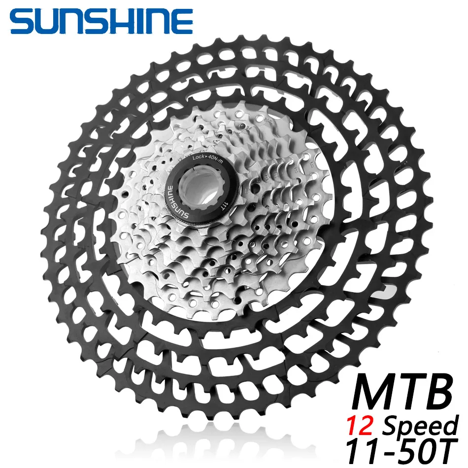 SUNSHINE MTB 12 Скоростей SLR кассета 11-50T 12s широкоугольный Сверхлегкий 399g CNC Freewheel Запчасти для горного велосипеда - Цвет: 12S 50T silver
