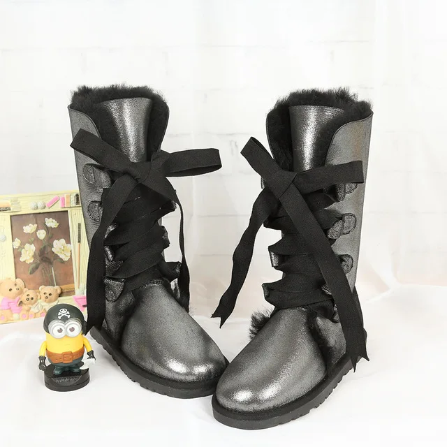Free shipping Classic women snow boots Lady warm High boots high quality brand genuine sheepskin boots