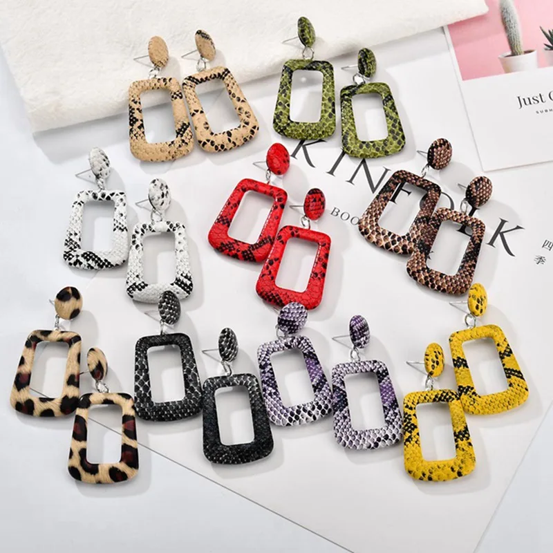 

New Fashion Geometric Drop Earrings For Women Punk Vintage Big Statement Earrings Snake Skin Party Jewelry Gift For Women