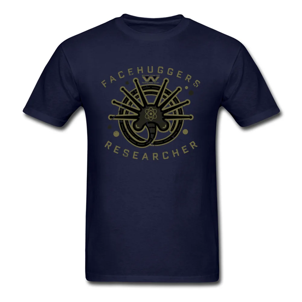 Custom Facehuggers Researcher O Neck T Shirts Summer Autumn Tees Short Sleeve for Men Latest 100% Cotton Normal T-Shirt Facehuggers Researcher navy