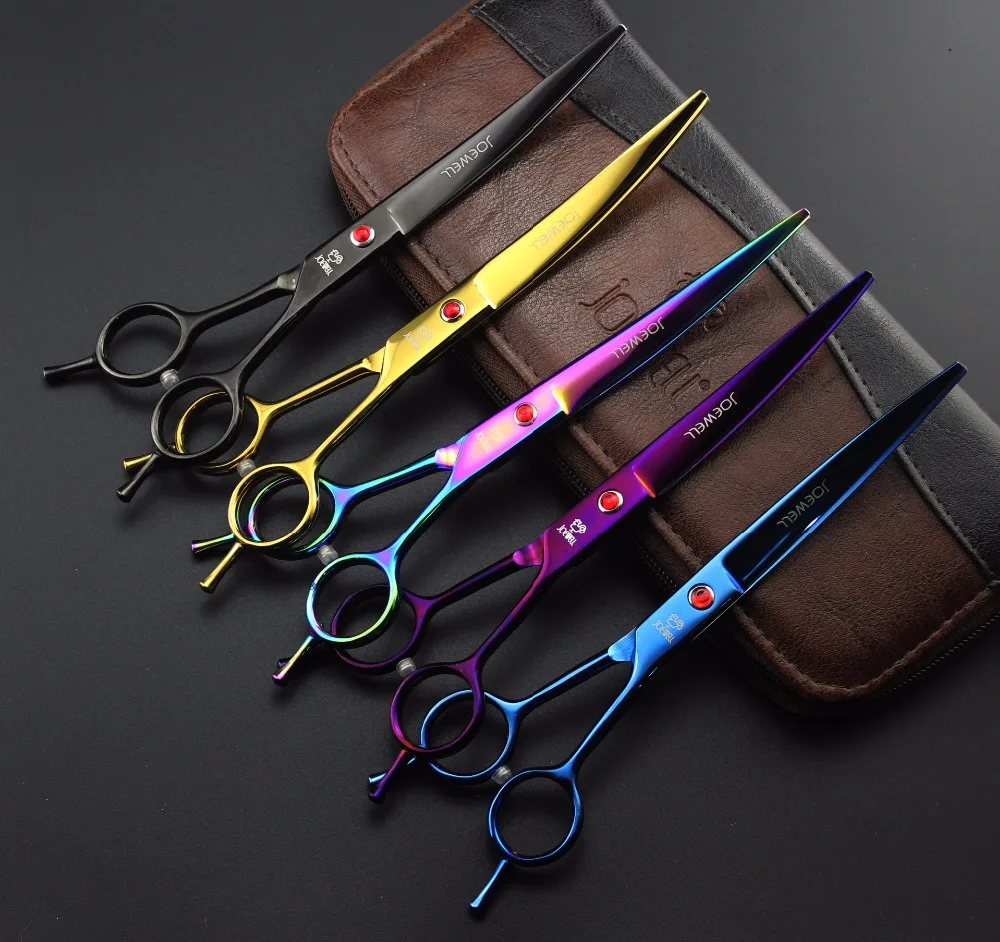 

7inch Color Painting Curved Cutting Scissor Pet Grooming Shear Clipper Hairdressing Style Double Tail Sharp Blade High Quality